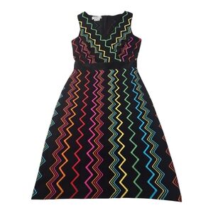 Kay Unger Pink and Blue A-Line Cocktail Dress